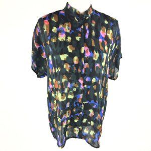 CAbi Sabine Watercolor Short Sleeve Blouse Size Medium # 3143